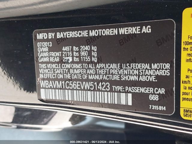 WBAVM1C56EVW51423 BMW X1 Sdrive28i