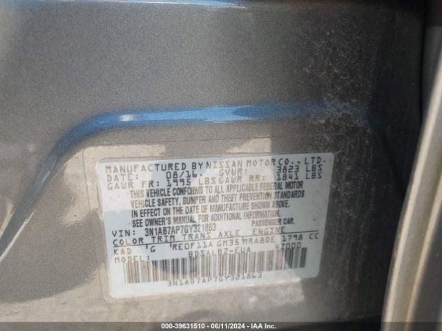 3N1AB7AP7GY321863 Nissan SENTRA S