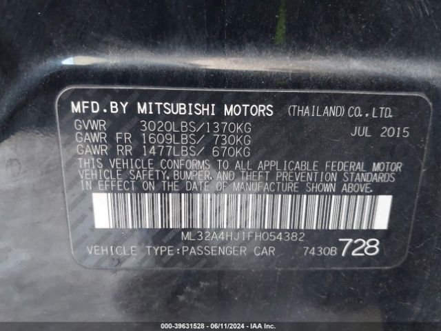 ML32A4HJ1FH054382 Mitsubishi MIRAGE ES