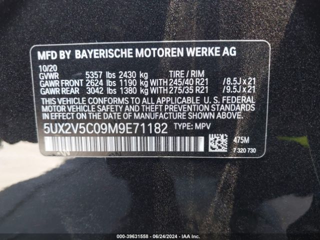 5UX2V5C09M9E71182 BMW X4 M40i