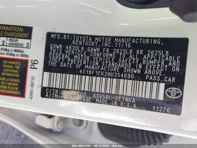 Toyota CAMRY LE 2017 4T1BF1FK2HU354690 Image 9