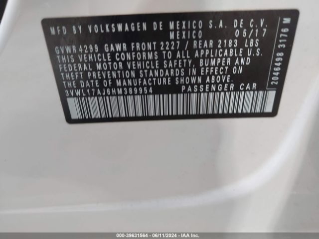 3VWL17AJ6HM389954 Volkswagen Jetta 1.8t Sel/1.8t Sel Premium