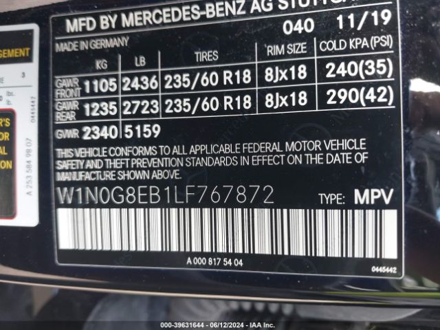 W1N0G8EB1LF767872 Mercedes-Benz Glc 300 4matic