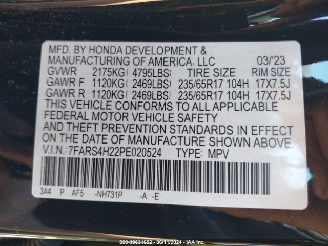 7FARS4H22PE020524 Honda Cr-v Lx Awd