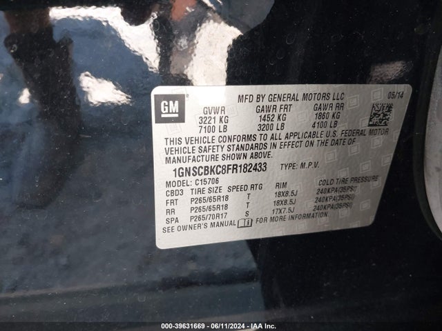 Chevrolet Tahoe Lt 2015 1GNSCBKC8FR182433 Image 9