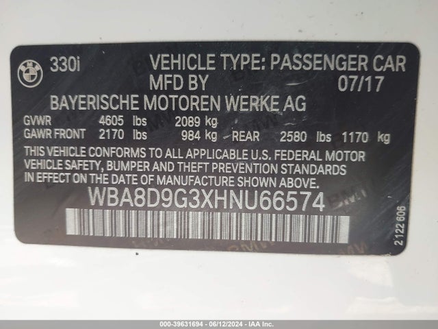 WBA8D9G3XHNU66574 BMW 330i Xdrive
