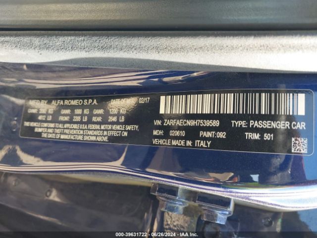 ZARFAECN9H7539589 Alfa Romeo Giulia Ti Rwd