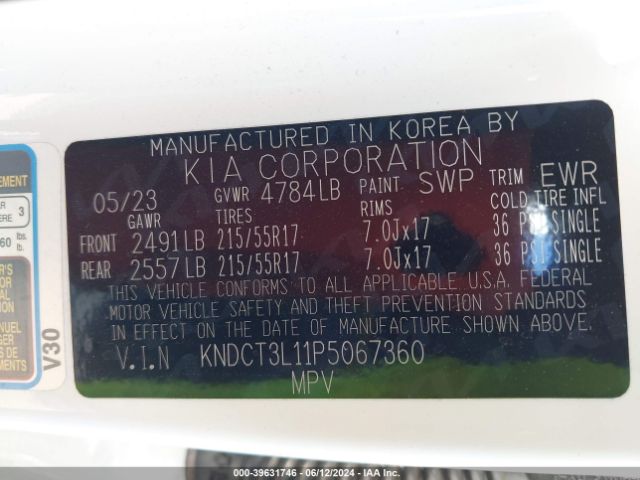 KNDCT3L11P5067360 KIA Niro Ev Wave