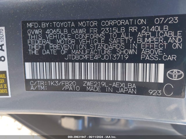 Toyota Corolla Hybrid Le 2023 JTDBCMFE4PJ013719 Image 9