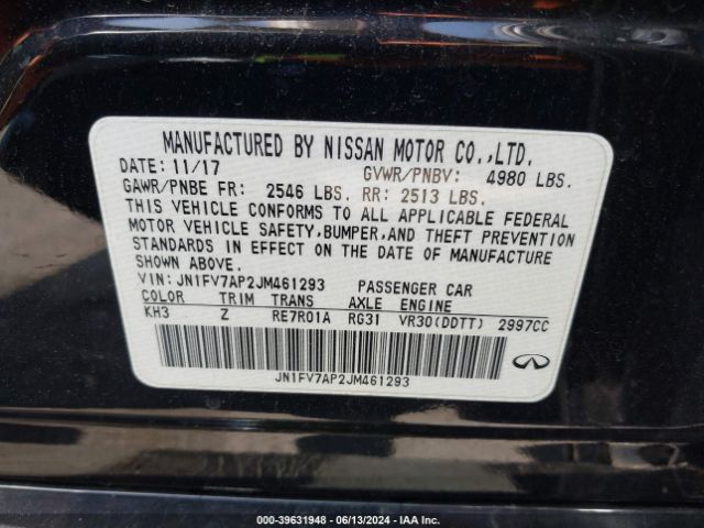 JN1FV7AP2JM461293 Infiniti Q50 3.0t Red Sport 400