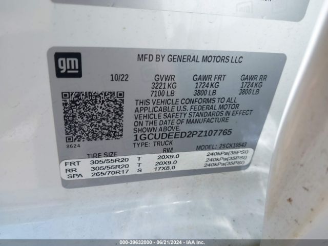 1GCUDEED2PZ107765 Chevrolet Silverado 1500 4wd  Short Bed Rst