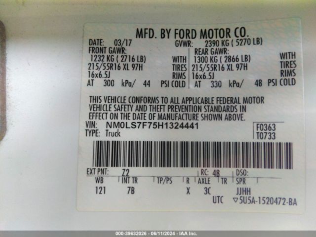 NM0LS7F75H1324441 Ford Transit Connect Xlt