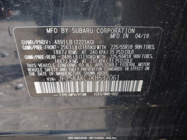 JF2SKAKC7KH532061 Subaru Forester Sport