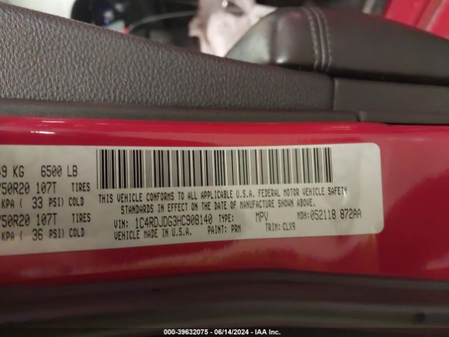 1C4RDJDG3HC908140 Dodge Durango Gt Awd