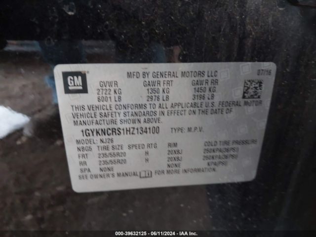 1GYKNCRS1HZ134100 Cadillac Xt5 Premium Luxury