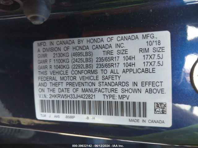 2HKRW5H33JH422821 Honda CR-V LX