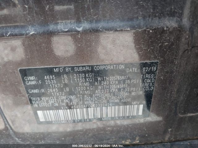 4S4BSAFC0K3320426 Subaru Outback 2.5i Premium
