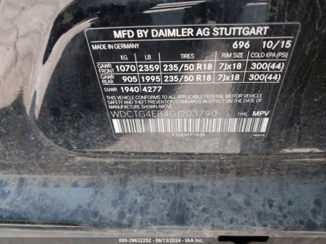 WDCTG4EB4GJ203790 Mercedes-Benz GLA 250