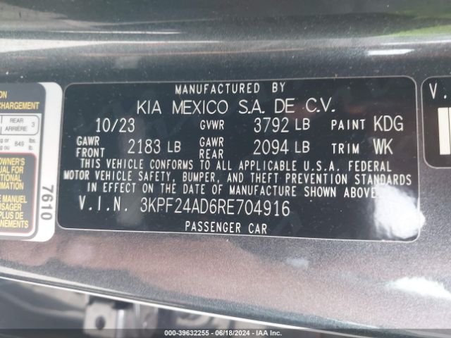 3KPF24AD6RE704916 KIA Forte Lxs