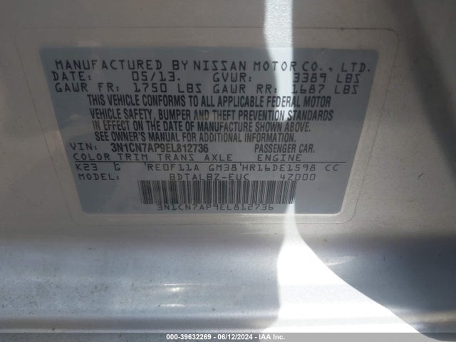 Nissan Versa 1.6 Sv 2014 3N1CN7AP9EL812736 Image 9