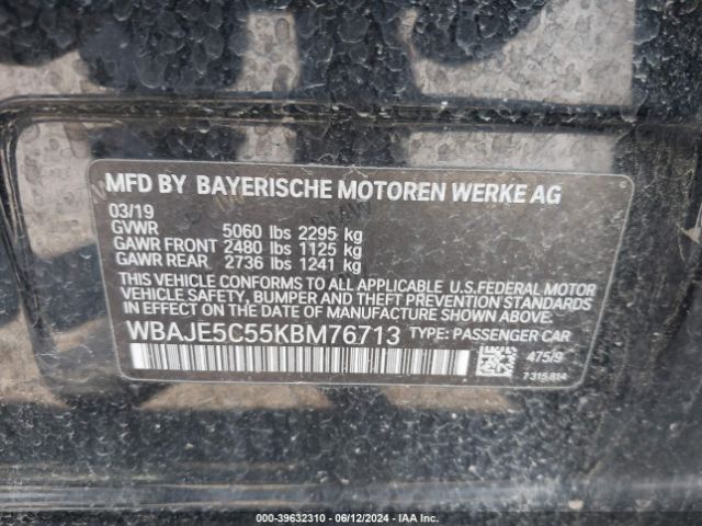 WBAJE5C55KBM76713 BMW 540I