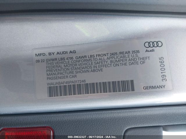 WAUABAF45PA017246 Audi A4 Premium 40 Tfsi Quattro S Tronic
