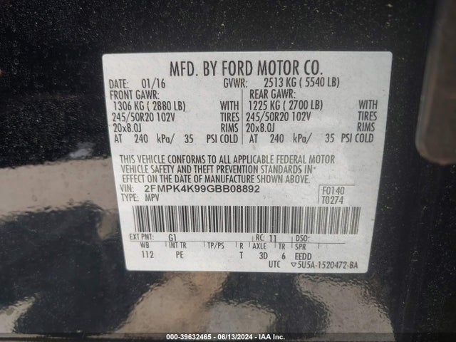 Ford Edge Titanium 2016 2FMPK4K99GBB08892 Image 9
