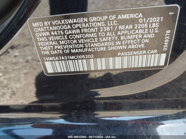 1VWSA7A31MC005202 Volkswagen Passat 2.0t Se
