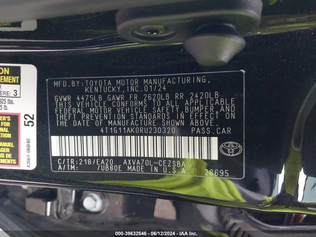Toyota CAMRY SE 2024 4T1G11AK0RU230320 Image 9