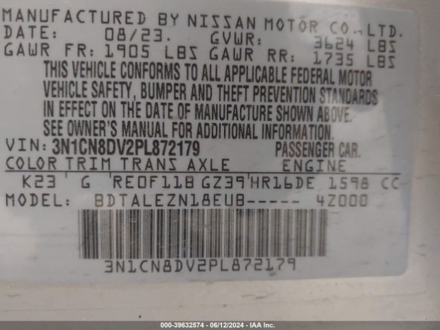 3N1CN8DV2PL872179 Nissan Versa 1.6 S Xtronic Cvt