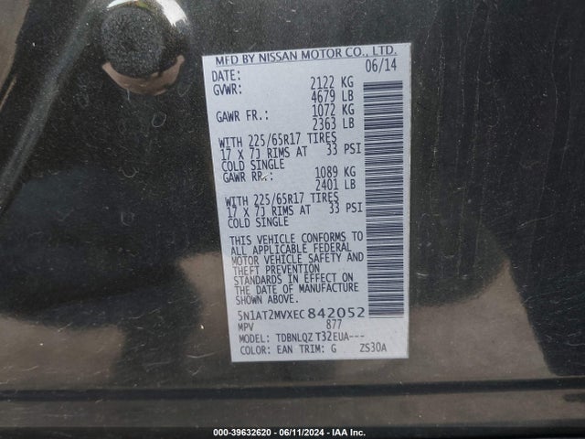 Nissan ROGUE SV 2014 5N1AT2MVXEC842052 Image 9