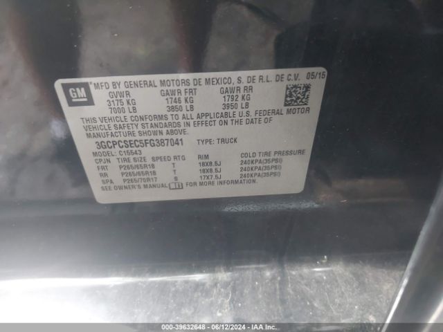3GCPCSEC5FG387041 Chevrolet Silverado 1500 1lz