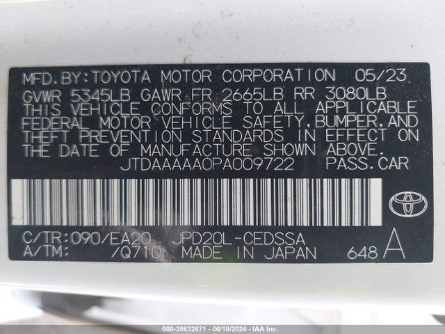 Toyota Mirai Xle 2023 JTDAAAAA0PA009722 Image 9