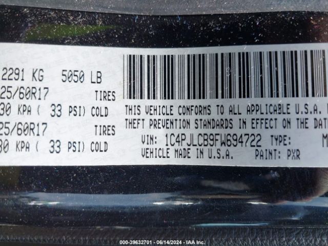 1C4PJLCB9FW694722 Jeep Cherokee Latitude