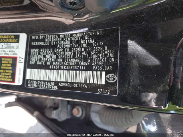 4T4BF1FKXER357144 Toyota CAMRY XLE