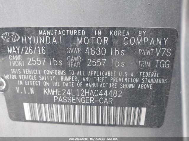 KMHE24L12HA044482 Hyundai Sonata Hybrid Se