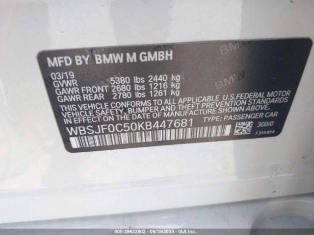 WBSJF0C50KB447681 BMW M5