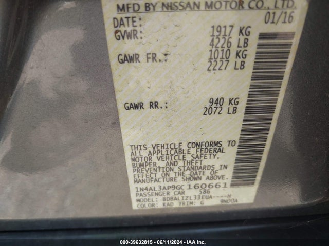 Nissan Altima 2.5 Sv 2016 1N4AL3AP9GC160661 Image 9