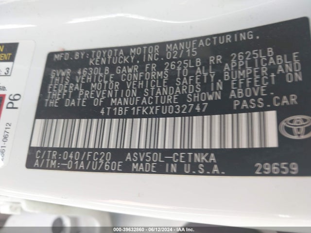 Toyota CAMRY LE 2015 4T1BF1FKXFU032747 Image 9