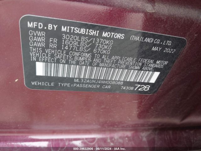 ML32AUHJ4NH008088 Mitsubishi MIRAGE ES