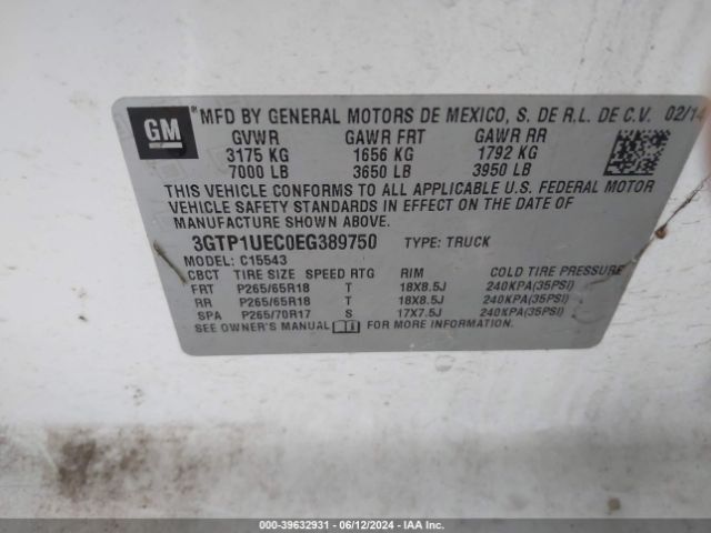 3GTP1UEC0EG389750 GMC Sierra 1500 Sle