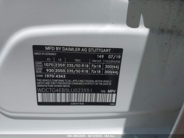 WDCTG4EB5LU023551 Mercedes-Benz GLA 250