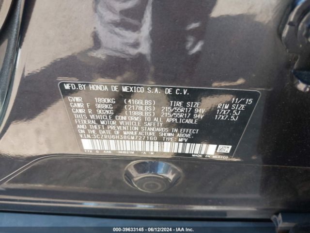 3CZRU6H38GM727160 Honda HR-V LX
