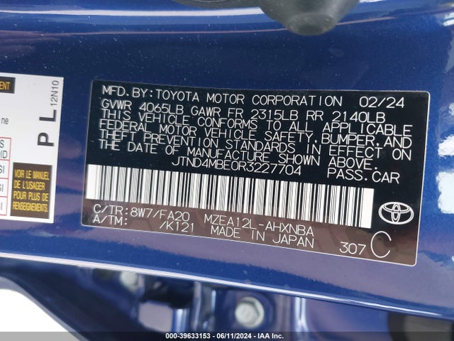 Toyota COROLLA SE 2024 JTND4MBE0R3227704 Image 9