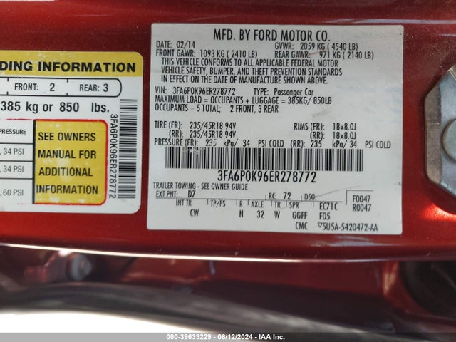 Ford Fusion Titanium 2014 3FA6P0K96ER278772 Image 9