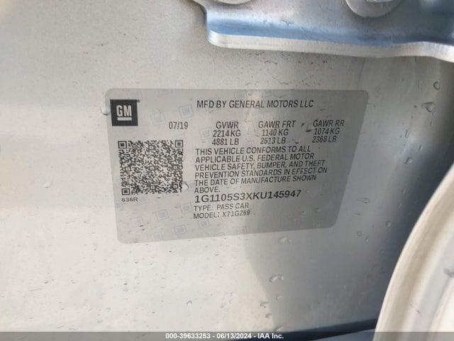 Chevrolet Impala Premier 2019 1G1105S3XKU145947 Image 9