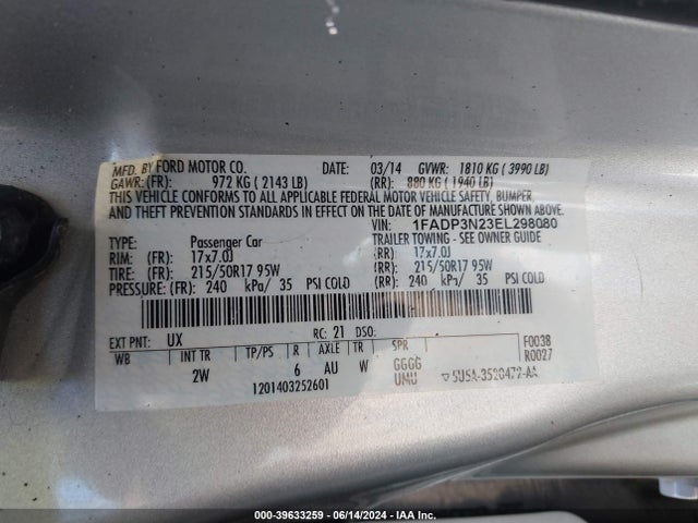 Ford Focus Titanium 2014 1FADP3N23EL298080 Image 9