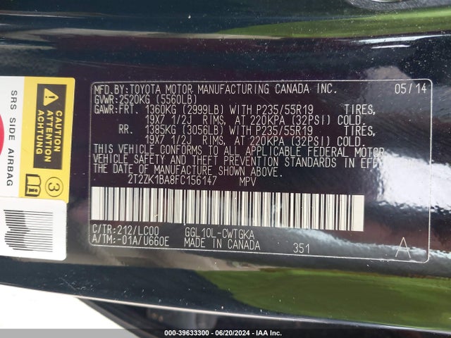 Lexus RX 350 2015 2T2ZK1BA8FC156147 Image 9