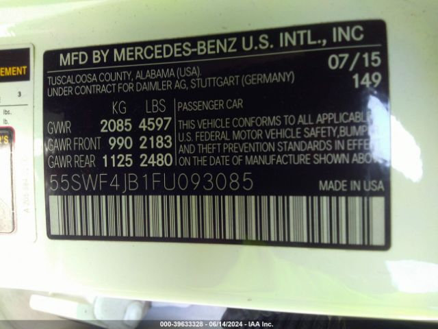 55SWF4JB1FU093085 Mercedes-Benz C 300 Luxury/sport
