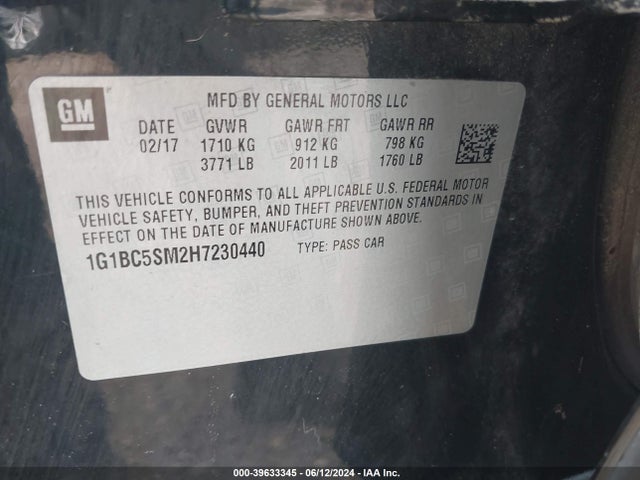 Chevrolet Cruze Ls Auto 2017 1G1BC5SM2H7230440 Image 9